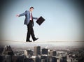 Businessman walking on rope. Royalty Free Stock Photo