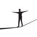 Businessman Walking on Rope. Risk Challenge in Business Concept Royalty Free Stock Photo