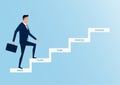 Businessman walking on stair step to success. Staircase to success. Royalty Free Stock Photo