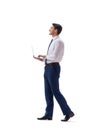 Businessman walking standing side view isolated on white backgro Royalty Free Stock Photo