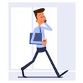 Businessman walking and talking on the phone. Royalty Free Stock Photo