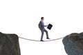 The businessman walking on tight rop in business concept Royalty Free Stock Photo