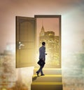 Businessman walking towards open door Royalty Free Stock Photo