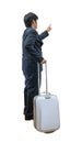 Businessman walking with trolley and bag Royalty Free Stock Photo