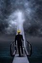 Businessman walking up on escalator Royalty Free Stock Photo