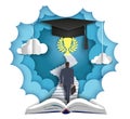 Path to knowledge, vector illustration in paper art style Royalty Free Stock Photo