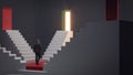 Businessman walking up on stairs to the door of opportunity for career development or business decision for new challenge, success Royalty Free Stock Photo