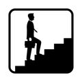 Businessman walking up stairway icon Symbol, Employee climb up the staircases