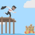 Businessman Want Jump To Retrieve Money Illustration