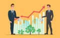 Businessman water the plants with the money graph rises. Royalty Free Stock Photo
