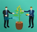 Businessman watering growth money tree concept Royalty Free Stock Photo