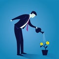 Businessman Watering Money Plant