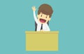 Businessman waving in front of his working place.Cartoon of business success is the concept of the man characters business, the m Royalty Free Stock Photo