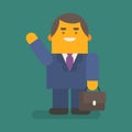 Businessman waving hand holding suitcase and smiling. Vector character Royalty Free Stock Photo