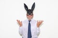 Businessman wearing a bunny mask in an Easter concept Royalty Free Stock Photo