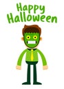 Businessman Wearing Frankenstein Halloween Mask
