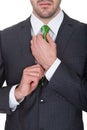 Businessman wearing green tie