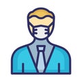 Businessman Wearing mask Vector Icon which can easily modify or edit Royalty Free Stock Photo