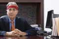 Businessman wearing a sweatband