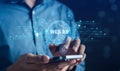 Businessman with Web 3.0 Technology in the digital tech future, businessman using smart phone with 3.0 Technology Royalty Free Stock Photo