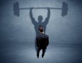 Businessman with weight lifting shadow Royalty Free Stock Photo