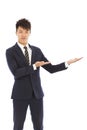 Businessman with welcome and showing gesture Royalty Free Stock Photo