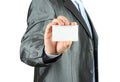 Businessman with white card
