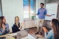 Businessman At Whiteboard Giving Presentation