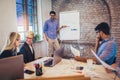 Businessman At Whiteboard Giving Presentation