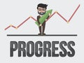 Businessman Proud Of His Business Progress Illustration