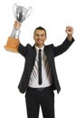 Businessman winner with a trophy Royalty Free Stock Photo