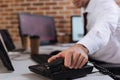 businessman work near computers in modern Royalty Free Stock Photo