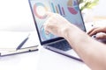 Businessman at work. sitting at office desk and typing on a laptop hands close up Royalty Free Stock Photo