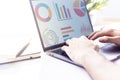 Businessman at work. sitting at office desk and typing on a laptop hands close up Royalty Free Stock Photo