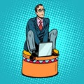 Businessman worker on a circus pedestal