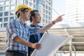 Businessman worker handshaking on construction Royalty Free Stock Photo