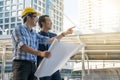 Businessman worker handshaking on construction Royalty Free Stock Photo