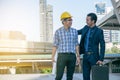 Businessman worker handshaking on construction Royalty Free Stock Photo