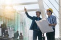 Businessman worker handshaking on construction Royalty Free Stock Photo