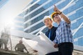 Businessman worker handshaking on construction Royalty Free Stock Photo