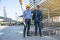 Businessman worker handshaking on construction site Royalty Free Stock Photo