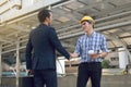 Businessman worker handshaking on construction site Royalty Free Stock Photo