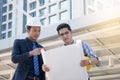 Businessman worker handshaking on construction site Royalty Free Stock Photo