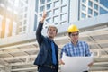 Businessman worker handshaking on construction site Royalty Free Stock Photo