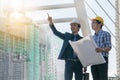 Businessman worker handshaking on construction site Royalty Free Stock Photo