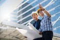 Businessman worker handshaking on construction site Royalty Free Stock Photo