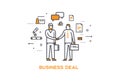 Businessman and worker shaking hands. Cooperation interaction. illustration Success, Cooperation, Investments