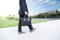 Businessman or worker in suit near office building Royalty Free Stock Photo