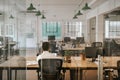 Businessman working alone at a desk in an office