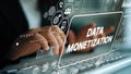 Businessman Working on Data Monetization Strategies with Digital Interface and Analytics Display. Asymptotic smart data Royalty Free Stock Photo